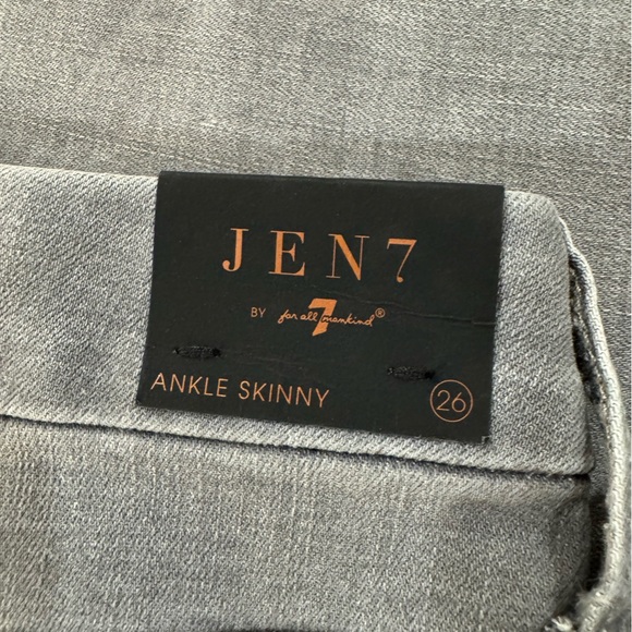 7 For All Mankind Ankle Skinny Jeans in Light Gray - Picture 3 of 5